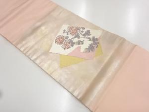 リサイクル　色紙に菊模様織り出し名古屋帯